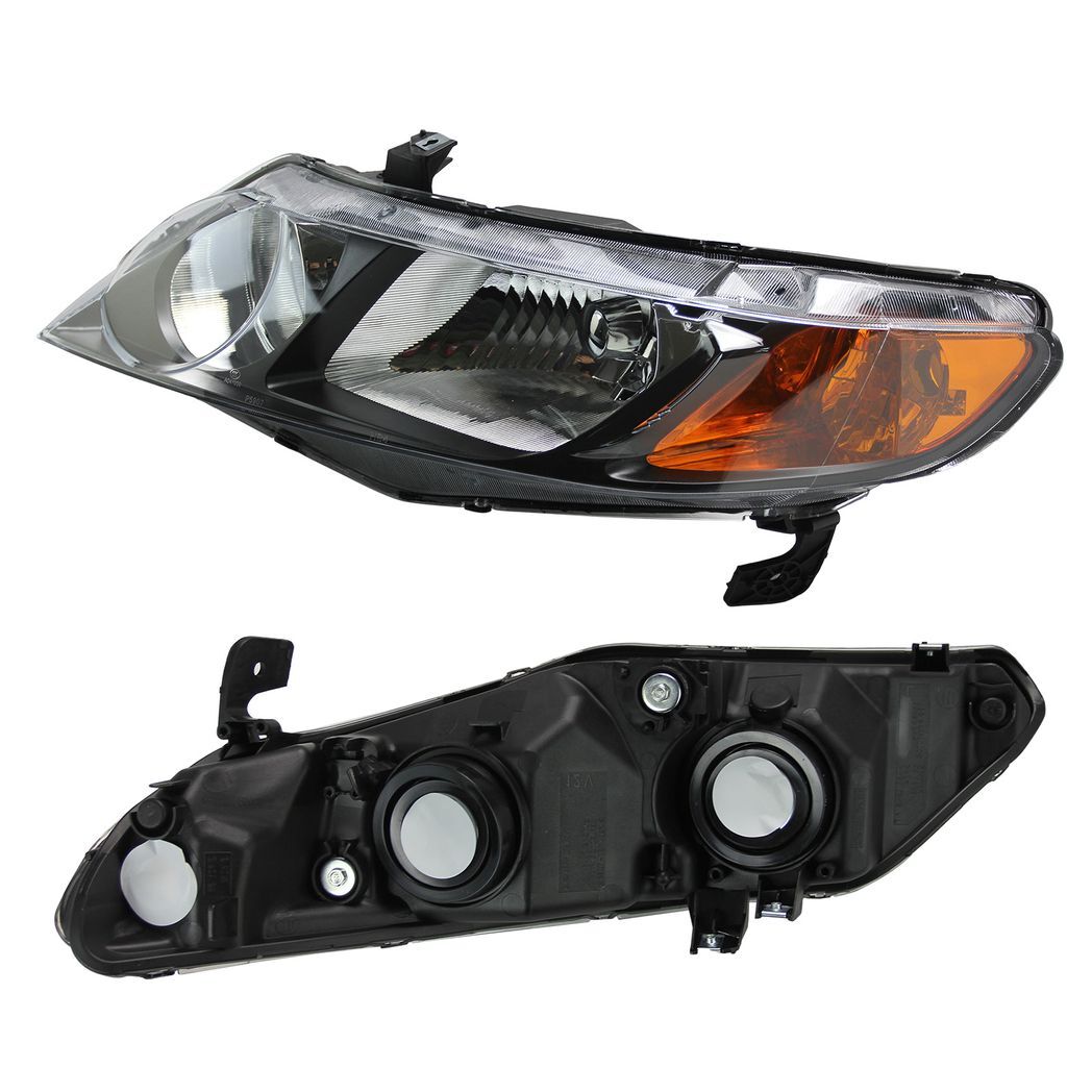 Headlights Lamps Black Housing Amber Corner Pair for 2006-2011 Honda Civic Sedan - Premium Automotive from Rapidvehicles - Just $118.99! Shop now at Rapidvehicles