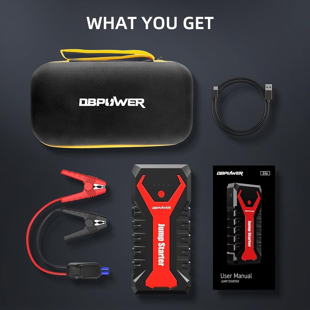 DBPOWER 3000A/80.66Wh Portable Car Jump Starter (UP to 10.0L Gas/8.0L Diesel Engines) 12V Auto Lithium-Ion Battery Booster with Smart Clamp Cables, Quick Charge, and LED - Premium Automotive from Rapidvehicles - Just $120.99! Shop now at Rapidvehicles