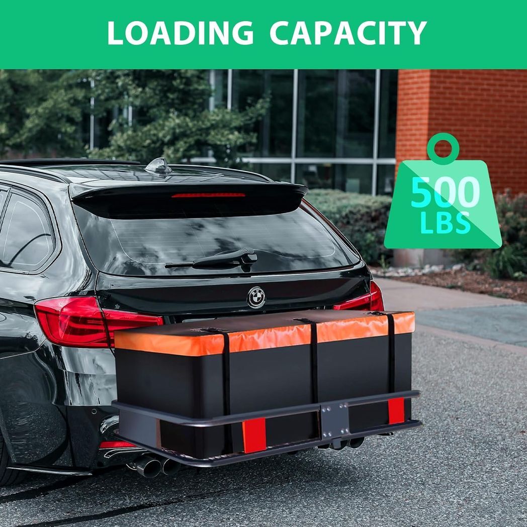 Trailer Hitch Cargo Carrier Rack 500 Lbs|Heavy Duty Steel Cargo Basket|60" X 24" X 14.4"/6" Folding Mount Cargo Carrier with Waterproof Cargo Bag,Cargo Net, Stabilizer for Truck,SUV,RV - Premium Automotive from Rapidvehicles - Just $184.99! Shop now at Rapidvehicles