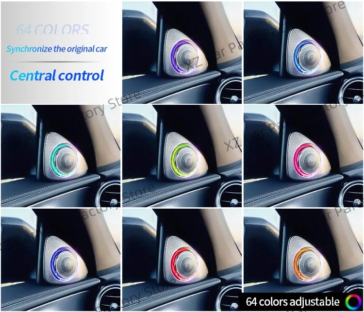 For Mercedes-benz C Glc E S W205 W213 W222 X253 64 Colors Led Rotating Tweeter Speaker Rgb Led Ambient Light 3d Horn Accessory