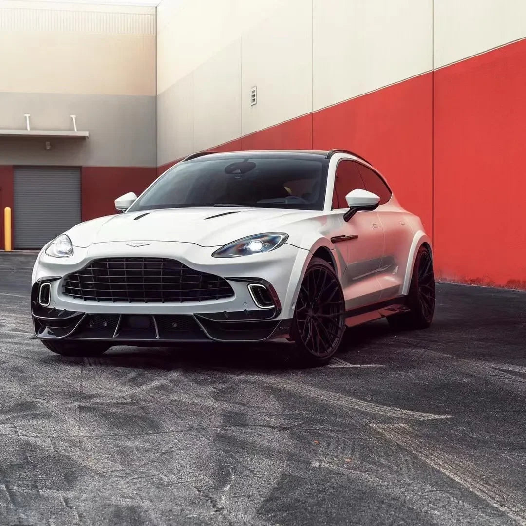 For Aston Martin DBX Dry Carbon Fiber Aerodynamic Kit like MSY Style Wide Body Front and Rear Lip Side Skirts Canard Spoiler