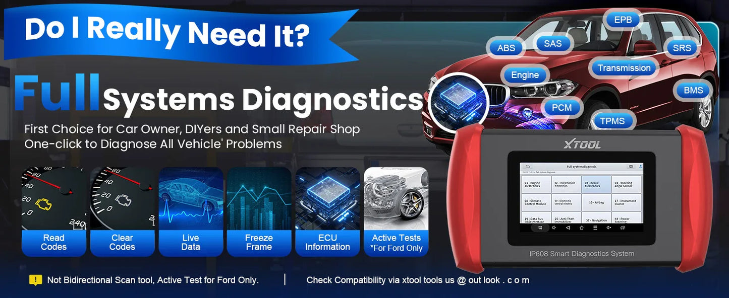 XTOOL Inplus IP608 Car Diagnostic Tools 30 +Service Functions OBD2 Scanner Auto VIN Scan Car Tools CANFD Lifetime Free Update