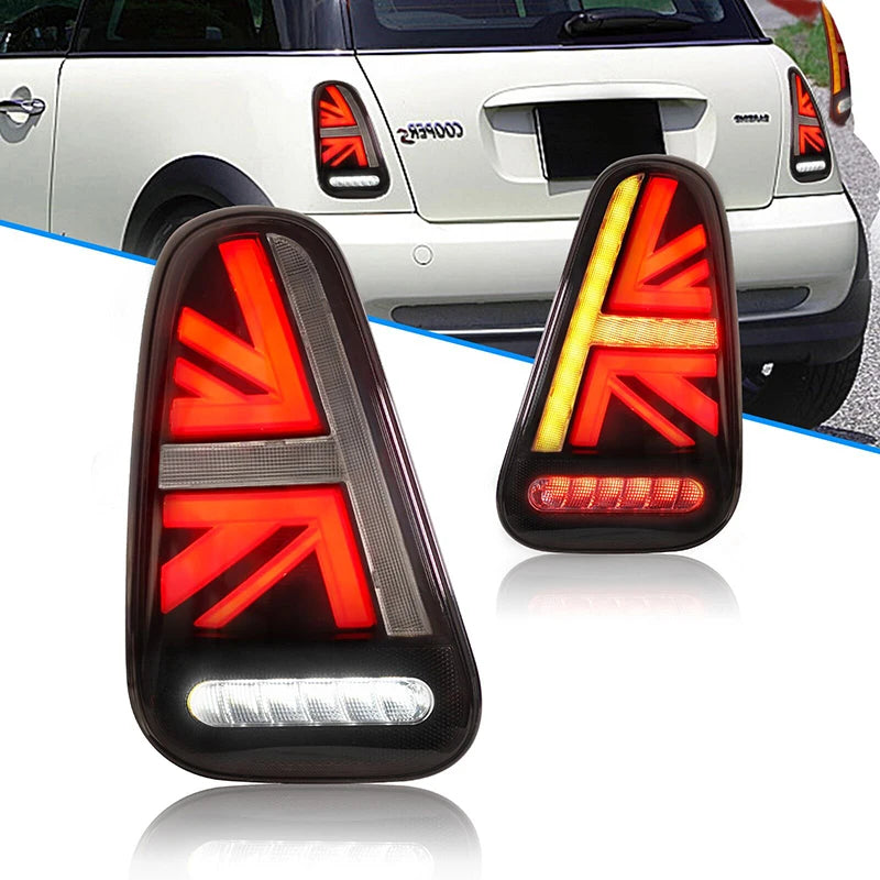 2PCS Brand New Union Jack Style LED Tail Light with Brake Reverse Turn Signal for BMW Mini Cooper R50 R52 R53 2001-2007