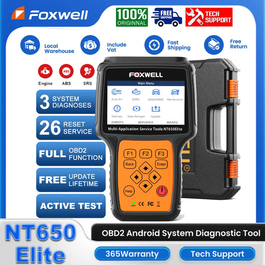 FOXWELL NT650 Elite OBD2 Scanner Diagnostic Tool ABS Airbag SAS EPB Oil A/F Reset Car Ananlyzer OBDII 3 System Automotive Tester