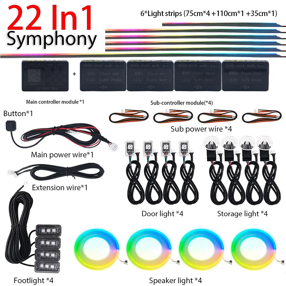 Emitting Color: Warm White - 18 in 1 Dual Zone Symphony Streamer - Premium Car Lights from KALADA - Just $124.99! Shop now at Rapidvehicles