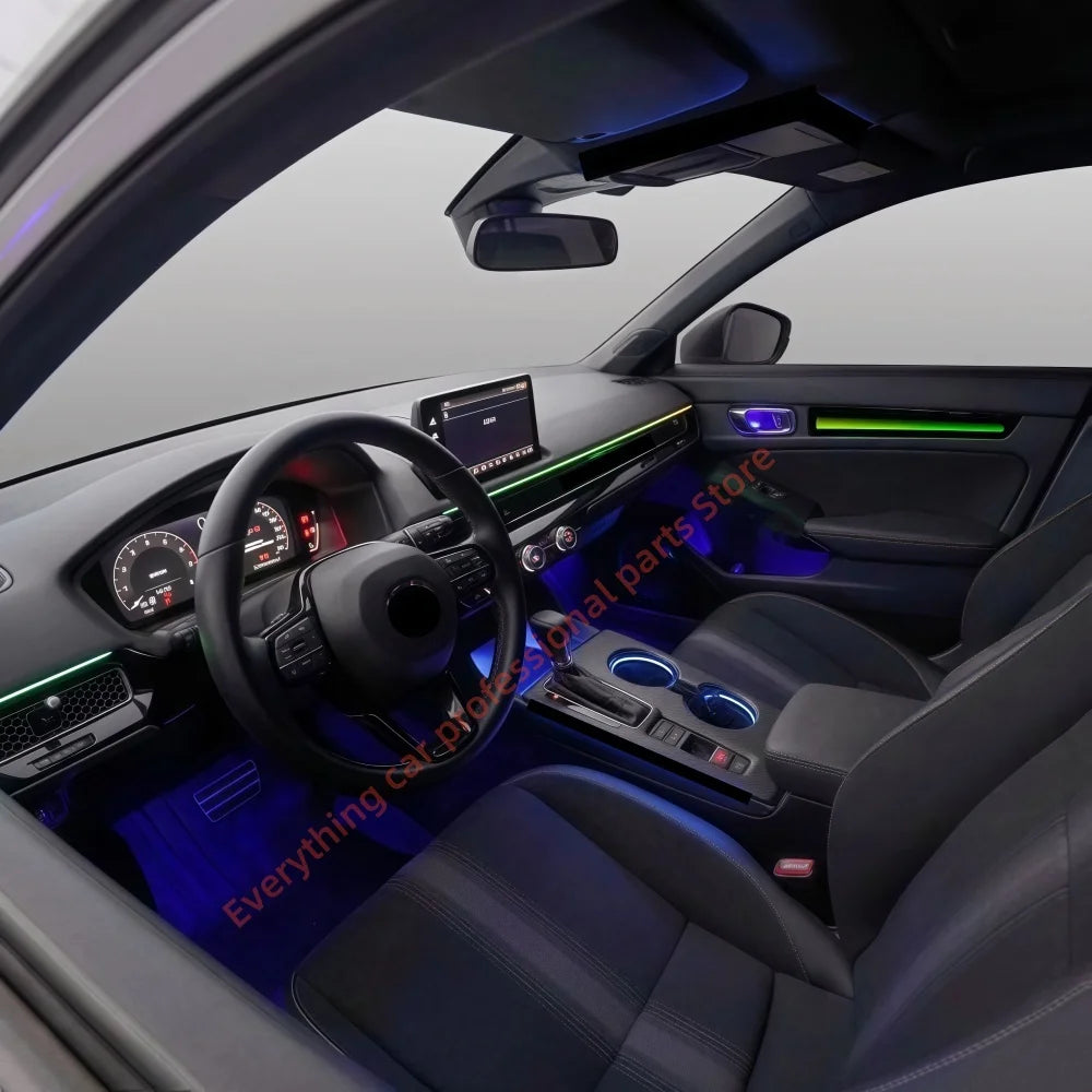 Car 64-color Dynamic Ambient light for Honda Civic Door LED LCD Trim Interior light modification Button APP control mode