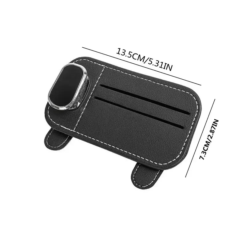 Color Name: Black - Multi-function Sunglasses Holder, Leather Glasses Holders for Car Sun Visor, Eyeglasses Hanger and Ticket Card Clip - Premium Interior Accessories from NoEnName_Null - Just $31.88! Shop now at Rapidvehicles