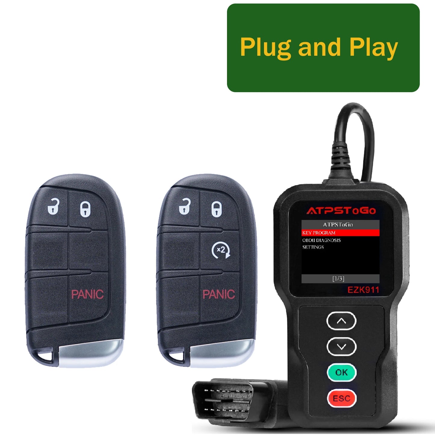 ATPSTOGO New Replacement Remote Key fob and Programmer tool For 2007-2017 Dodge Ram 1500 2500 3500 programming key fob GQ4-53T