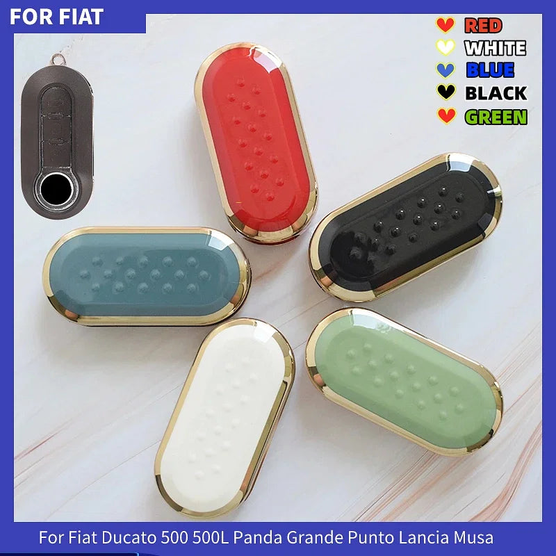 Color Name: Red - 3Buttons TPU Car Flip Key Case Cover For Fiat - Premium Interior Accessories from NoEnName_Null - Just $7.99! Shop now at Rapidvehicles