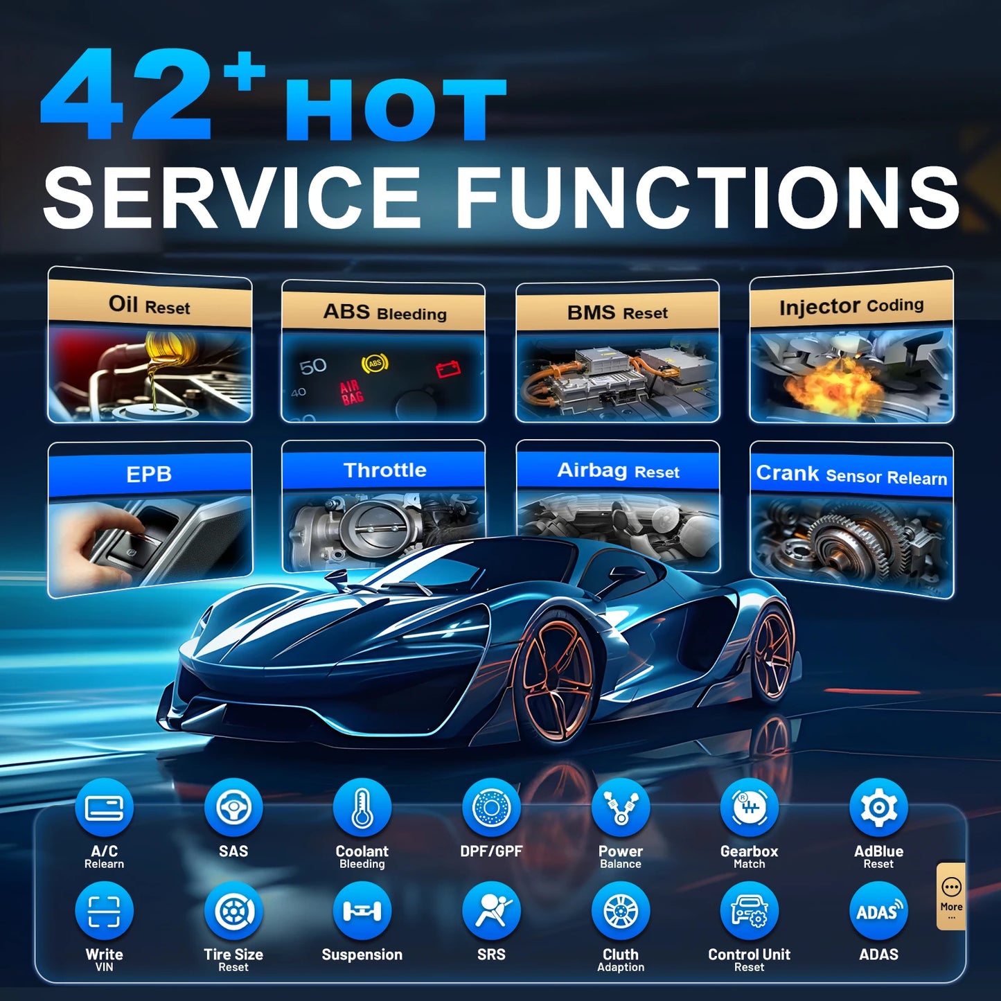 XTOOL InPlus IP919 MAX Bluetooth Car Diagnostic Tools ECU Programming J2534 Bi-directional 42+ Resets Scanner With Topology FCA