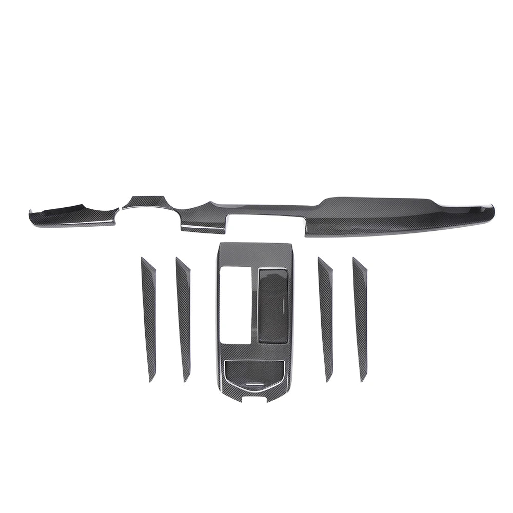 10pcs Interior Trims Dry Carbon Dash Cover Center Console Panel Door Trim For Maserati Quattroporte 2017up