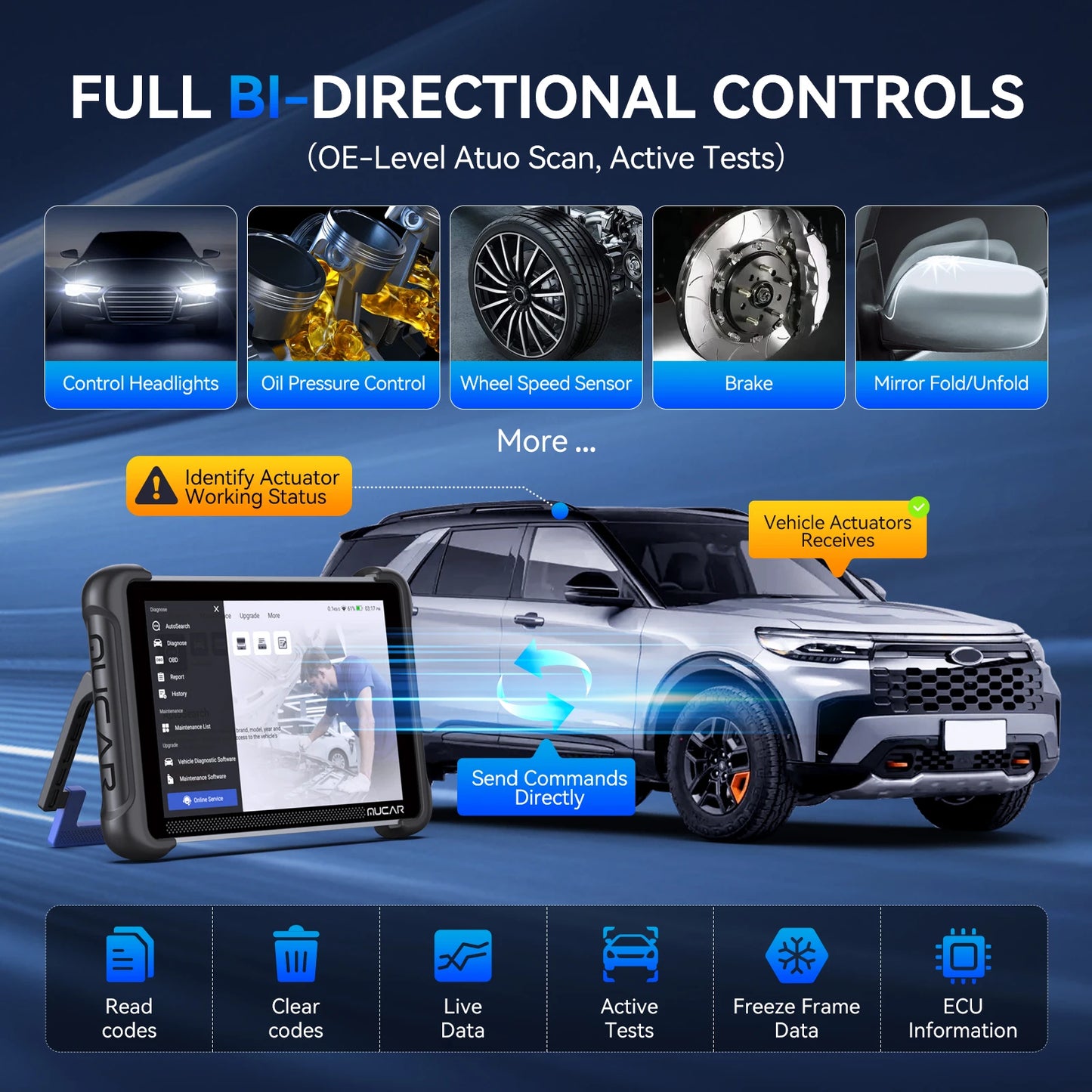 MUCAR 892BT OBD2 Scanner CANFD&DOIP All System Diagnostic Tool, Bi-Directional ECU Coding, 34 Reset Lifetime Free for all Cars
