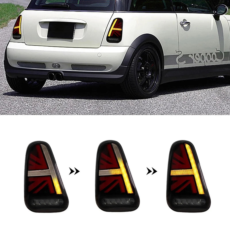 2PCS Brand New Union Jack Style LED Tail Light with Brake Reverse Turn Signal for BMW Mini Cooper R50 R52 R53 2001-2007