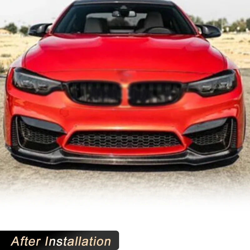 For BMW F80 M3 F82 F83 M4 2014-2019 Carbon Fiber Car Front Bumper Lip Spoiler Add On Racing Front Lip Chin Apron Body Kit