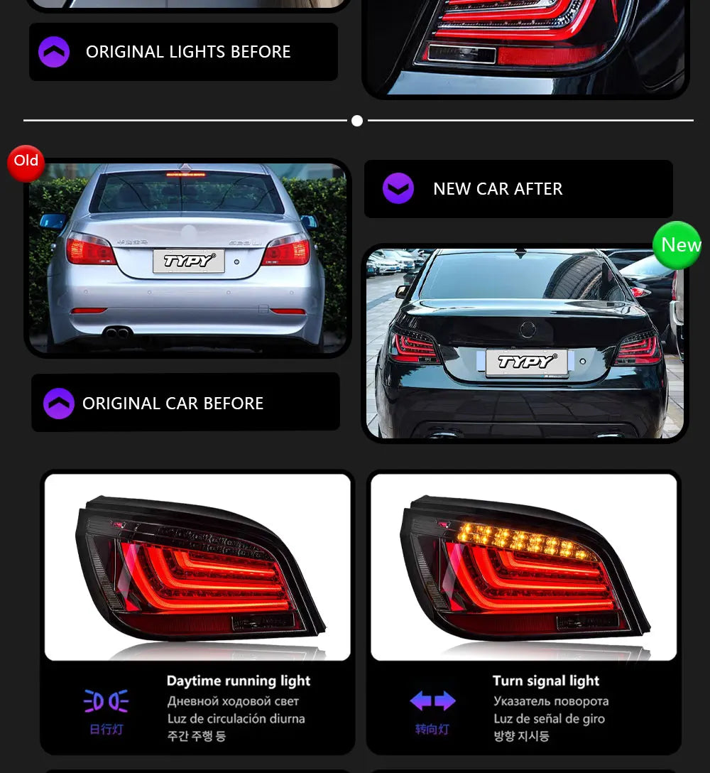 TYPY Car Tail Lights For BMW 5 Series E60 Taillight 2003-2009 LED LED Projetor Tail Lamp Daytime Running Light Auto Accessories
