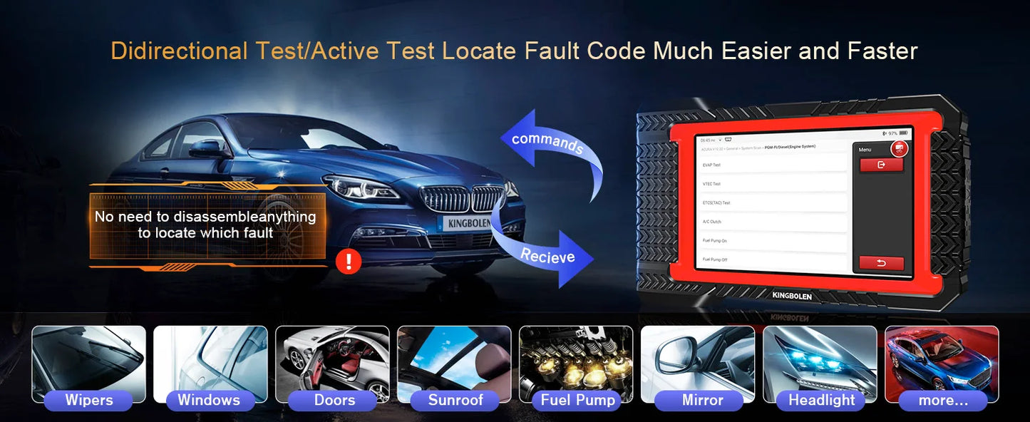KINGBOLEN K7 Car Diagnostic Tools All System ECU Coding Bidirectionnal 28 Service FCA OBD2 Scanner Lifetime Free Update PK MAX 2