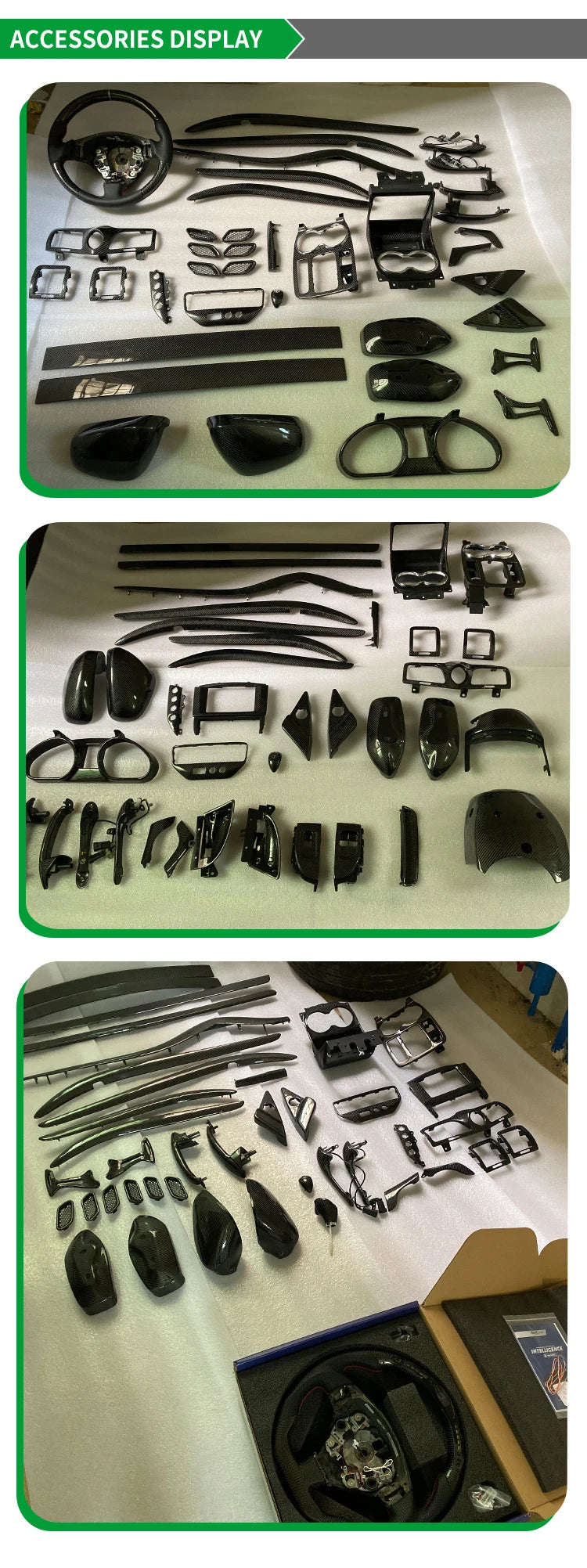 Maserati GranTurismo GranCabrio MC Stradale GTS Tuning Modified Carbon Fiber Steering wheel upright upper and lower trim panels