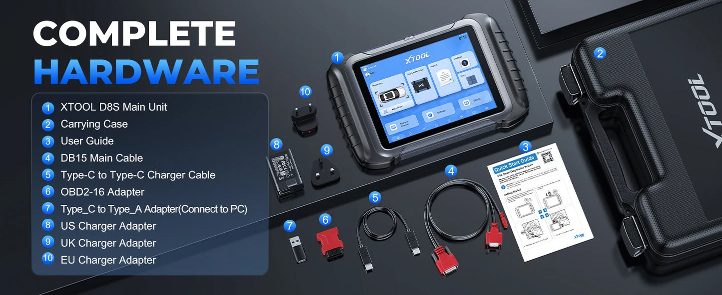 XTOOL D8S Car Diagnostic Tools Bidirectional Scan Tool Automotive Scanner ECU Coding Key Programming 42+ Services Topology Map