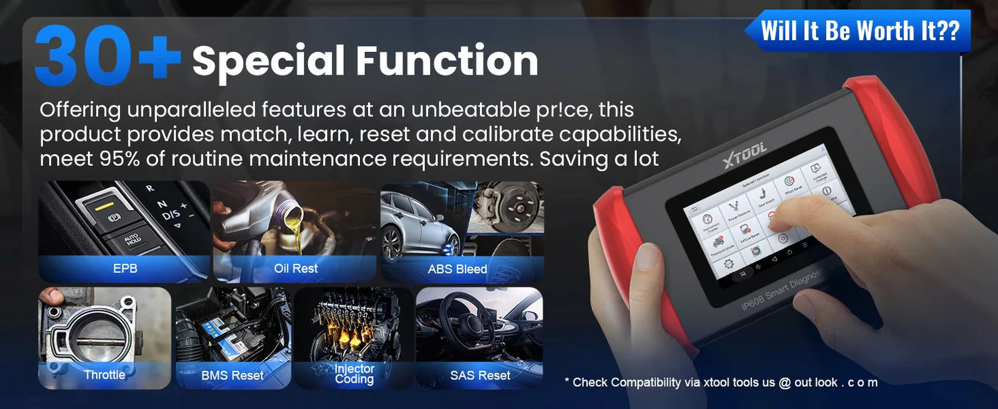 XTOOL Inplus IP608 Car Diagnostic Tools 30 +Service Functions OBD2 Scanner Auto VIN Scan Car Tools CANFD Lifetime Free Update