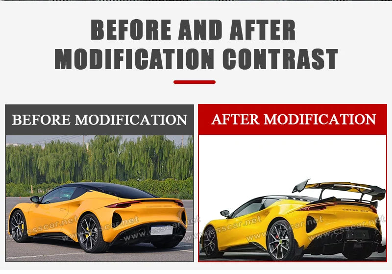 CSS Design Dry Carbon Fiber High Tail Wing Car Accessory For Lotus Emira MK 2 Style Auto Rear Bumper Trunk Roof Spoiler Brackets