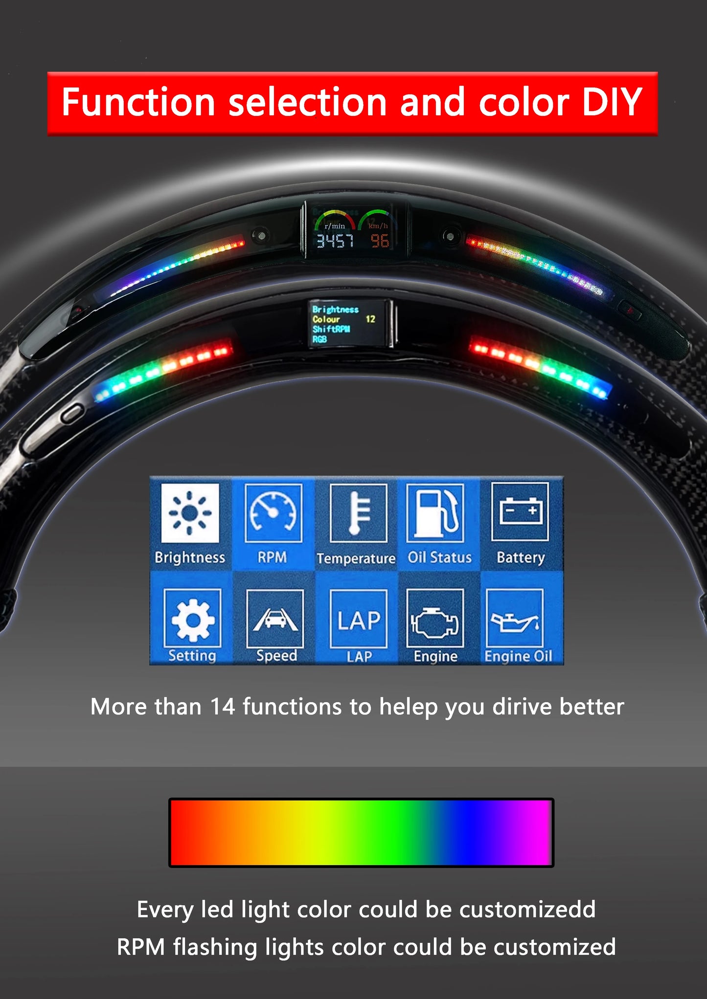 LED Genuine leather carbon fiber steering wheel suitable for Honda Accord CU2 SPIRIOR 2008-2017 series