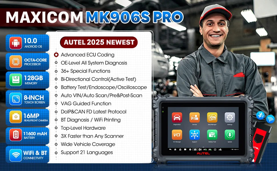 Autel MK906 PRO MK906Pro Автомобильный диагностический инструмент с аппаратным обеспечением ультра-уровня, обслуживанием 36+