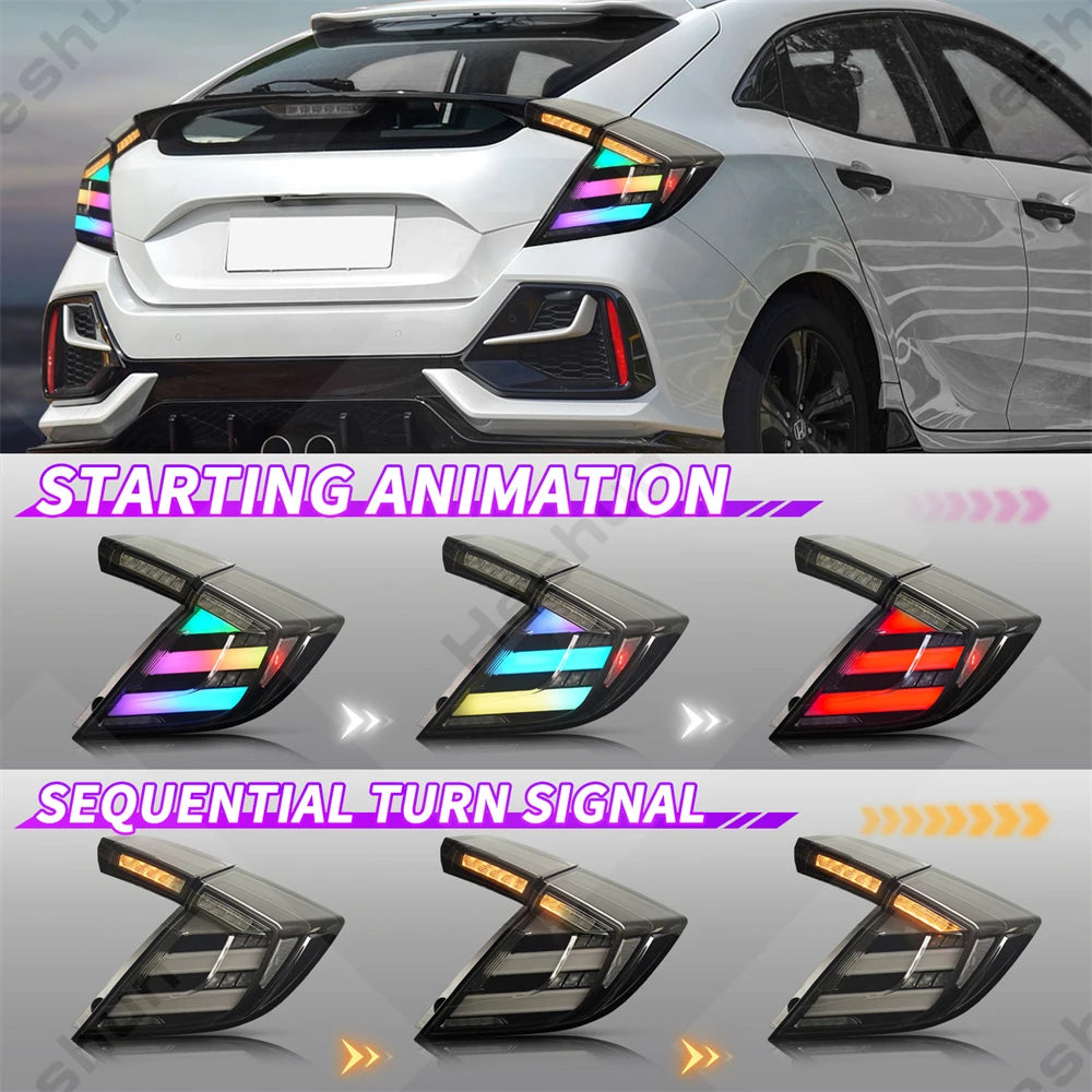 Taillights For Honda Civic Hatchback/Type R 2016-2022 FK7 FK8 10th Gen Tail Lamp Rear Fog Light LED Sequential Signal Assembly