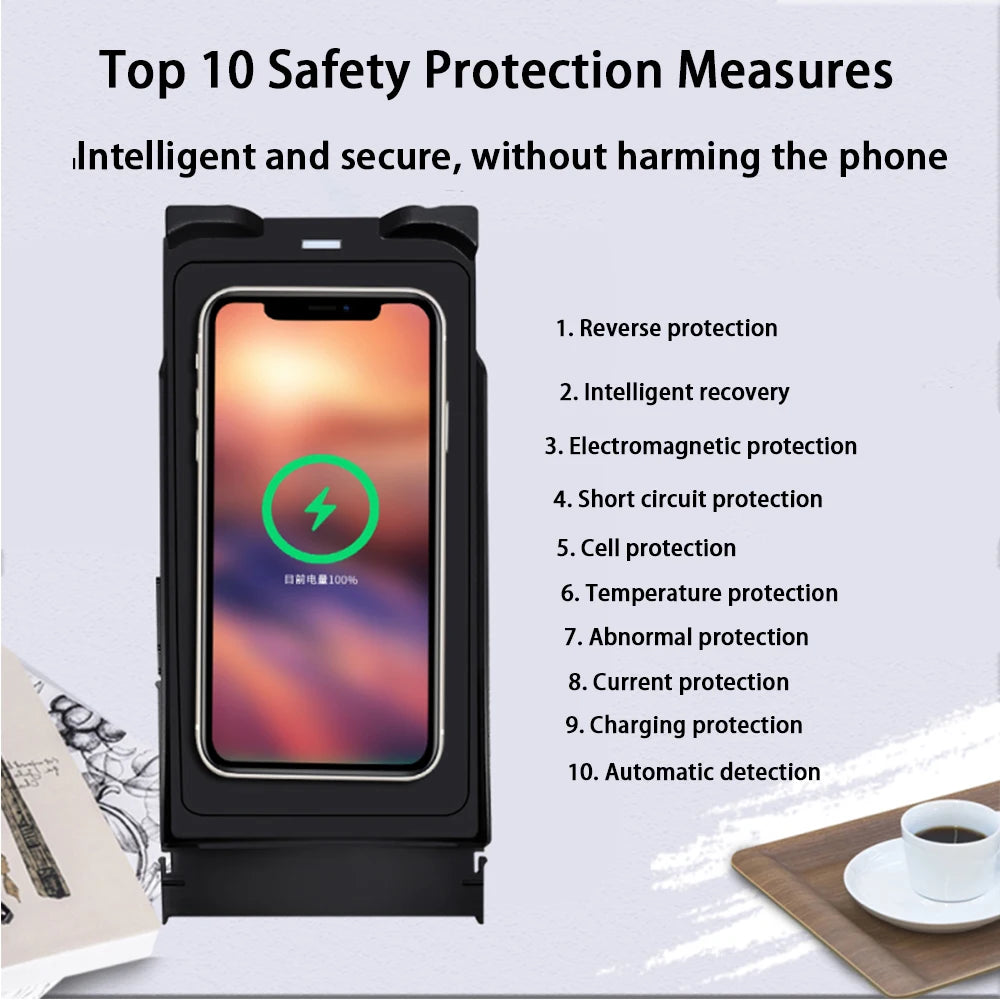 for Maserati Quattroporte M156 2014-2024 Center Console Storage Car Wireless Mobile Phone Charger QI 18W Magsafe Fast Charging