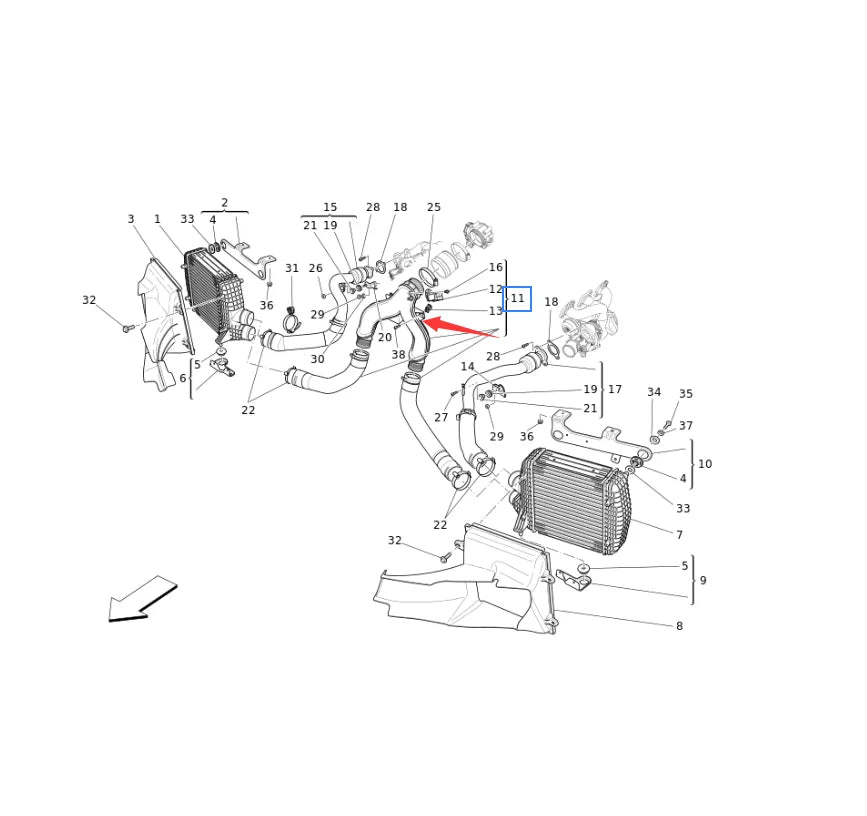 One High Quality Intake Pipe Sold Separately For Maserati Ghibli And Quattroporte 2014-2017 V6 670001350