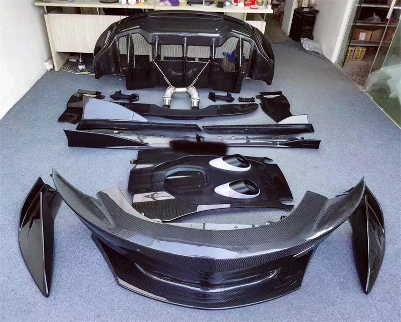 600lt Style Dry Carbon Fiber Rear Bumper Body Kit for McLaren 540C 570s 570GT Front Bumper Side Skirts Hood Rear Spoiler