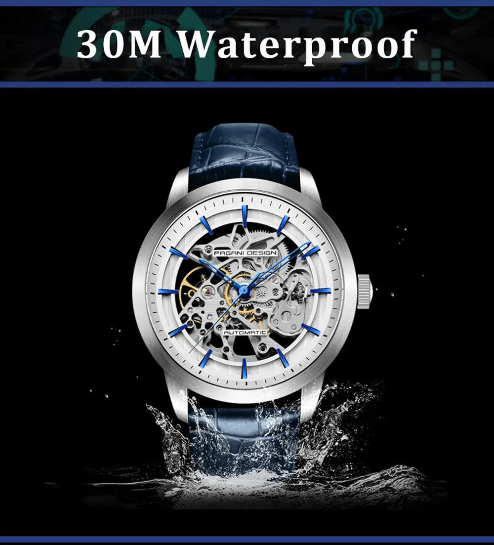 Color: Blue - 2024 PAGANI DESIGN New Men Luxury Automatic Mechanical Watch Stainless Steel Waterproof Sports Leather Watch Relogio Masculino - Premium Men's Watches from PAGANI DESIGN - Just $127.99! Shop now at Rapidvehicles