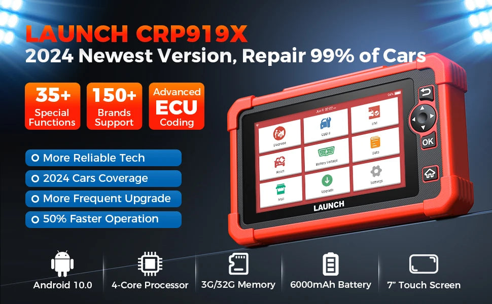 New LAUNCH X431 CRP919X OBD2 Scanner Professional Automotive Scanner Launch Diagnostic Tools ECU Coding obd Scan Tool