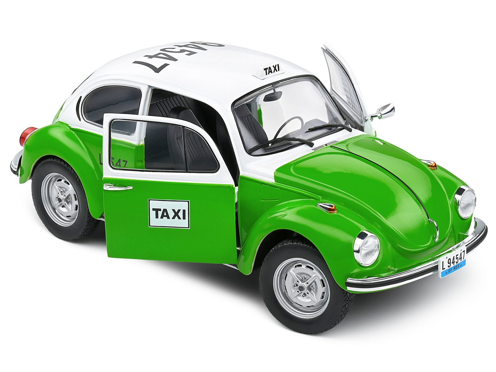 1974 Volkswagen Beetle 1303 "Mexican Taxi" Green and White 1/18 Diecast Model Car by Solido