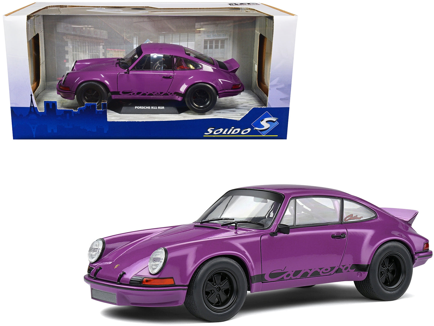 1973 Porsche 911 RSR Purple with Black Stripes 1/18 Diecast Model - Premium Porsche Models from Solido - Just $84.99! Shop now at Rapidvehicles