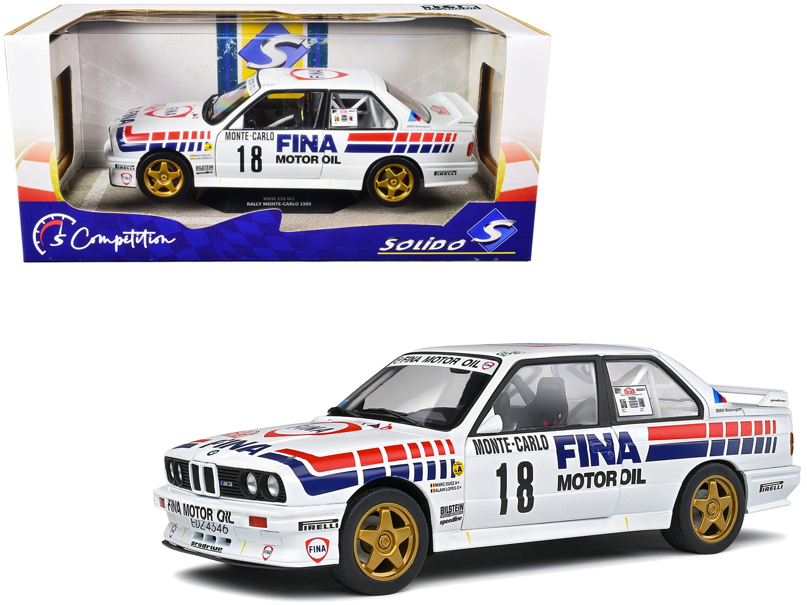 BMW E30 M3 Gr.A #18 Marc Duez - Alain Lopes "Rally Monte-Carlo" (1989) "Competition" Series 1/18 Diecast Model Car by Solido - Premium Rally Models from Solido - Just $99.99! Shop now at Rapidvehicles