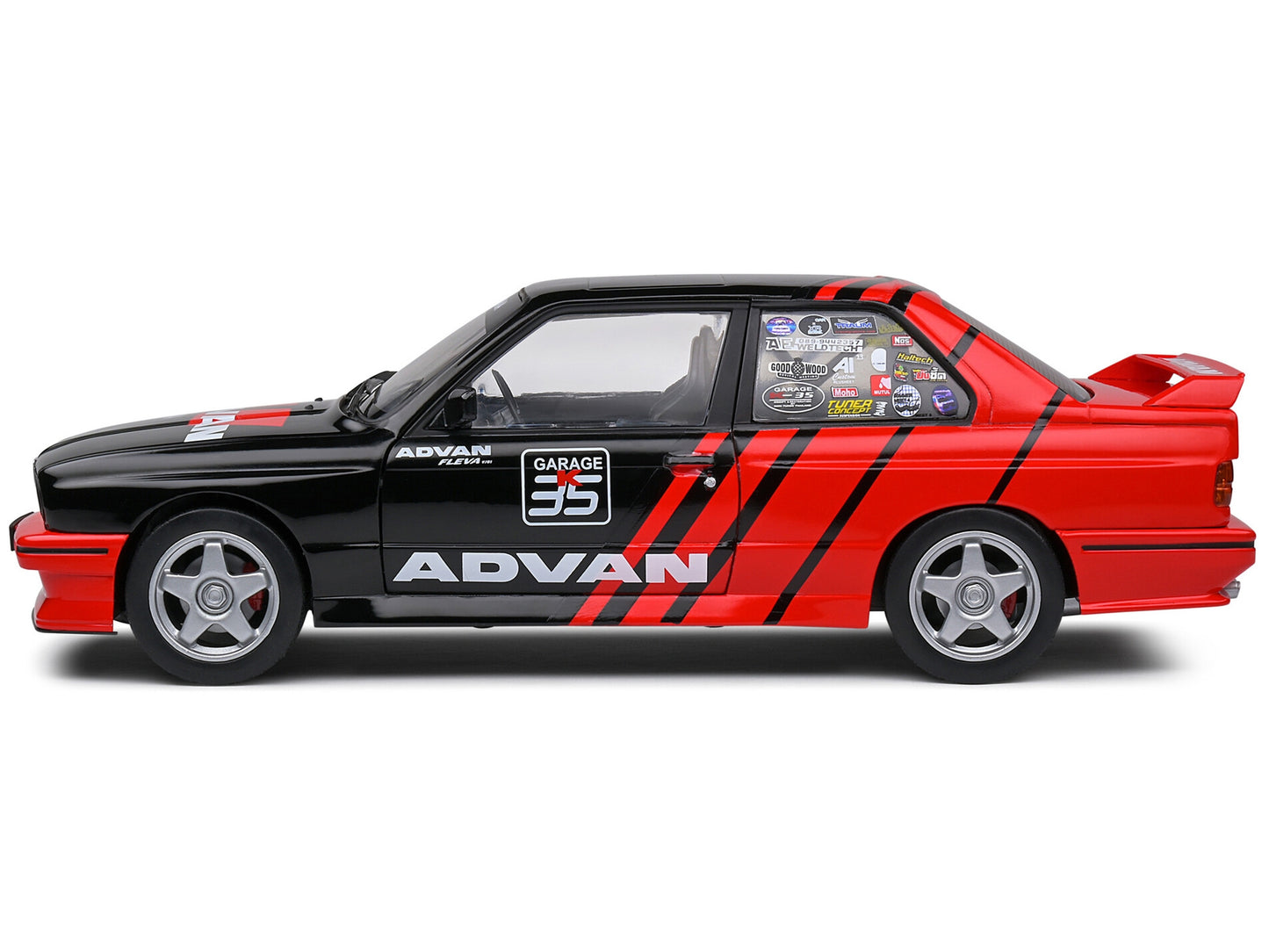 1990 BMW E30 M3 Black and Red with Graphics "ADVAN Drift Team"