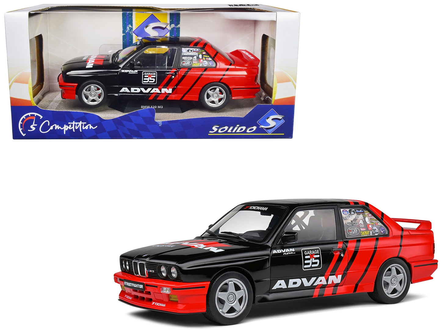 1990 BMW E30 M3 Black and Red with Graphics "ADVAN Drift Team"