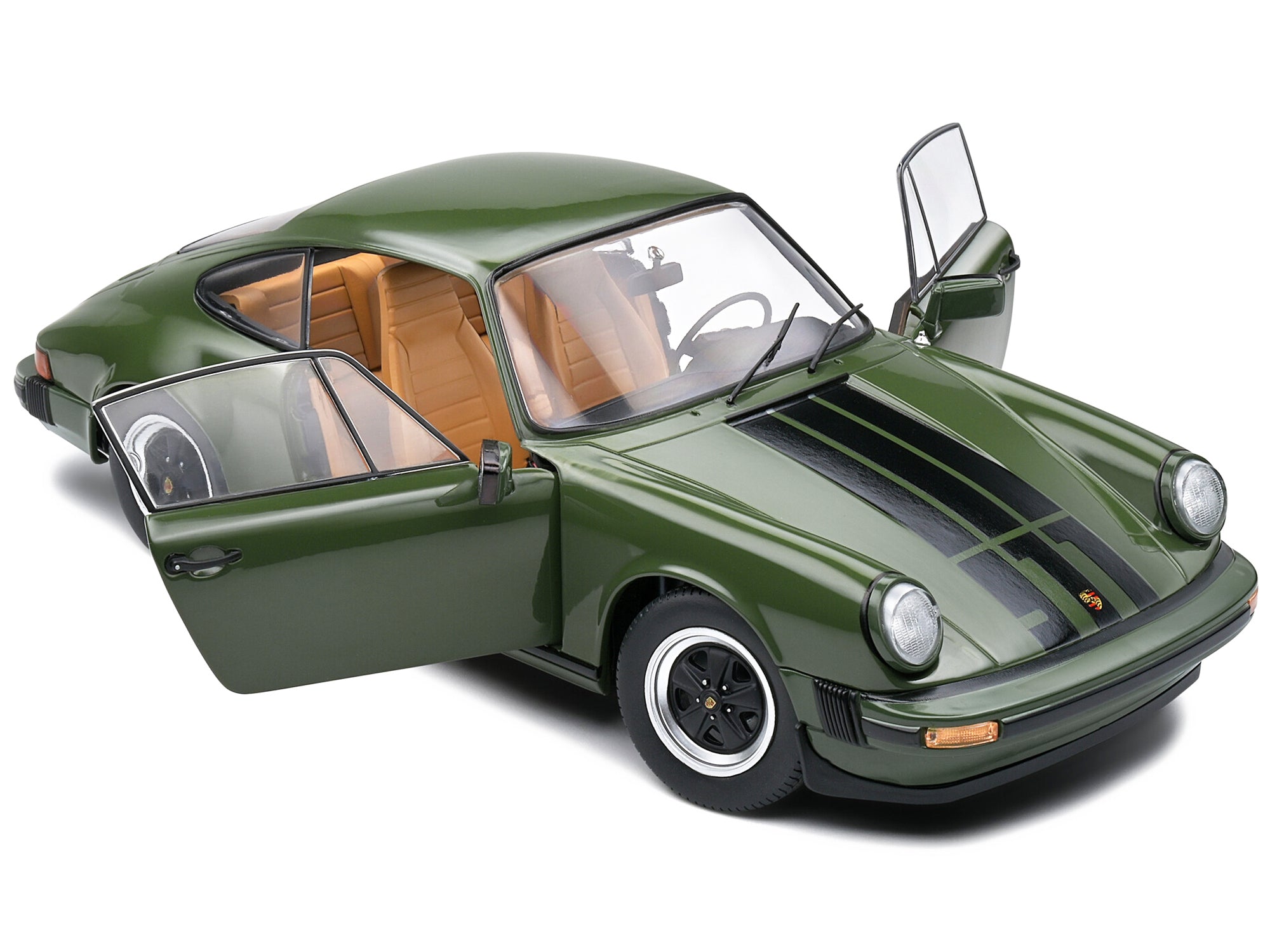 1974 Porsche 911 SC Olive Green with Black Stripes 1/18 Diecast Model Car by Solido - Premium Porsche Models from Solido - Just $87.99! Shop now at Rapidvehicles