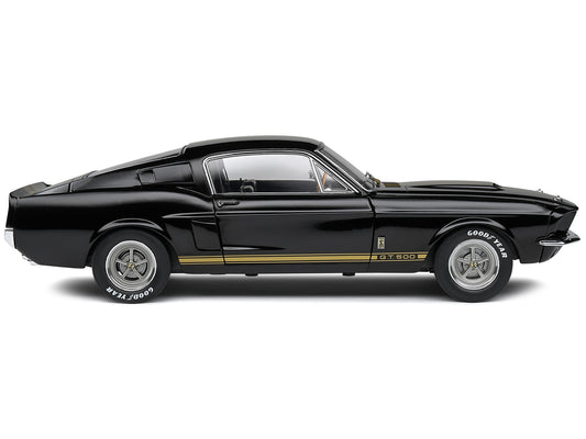 1967 Shelby GT500 Black with Gold Stripes 1/18 Diecast Model Car