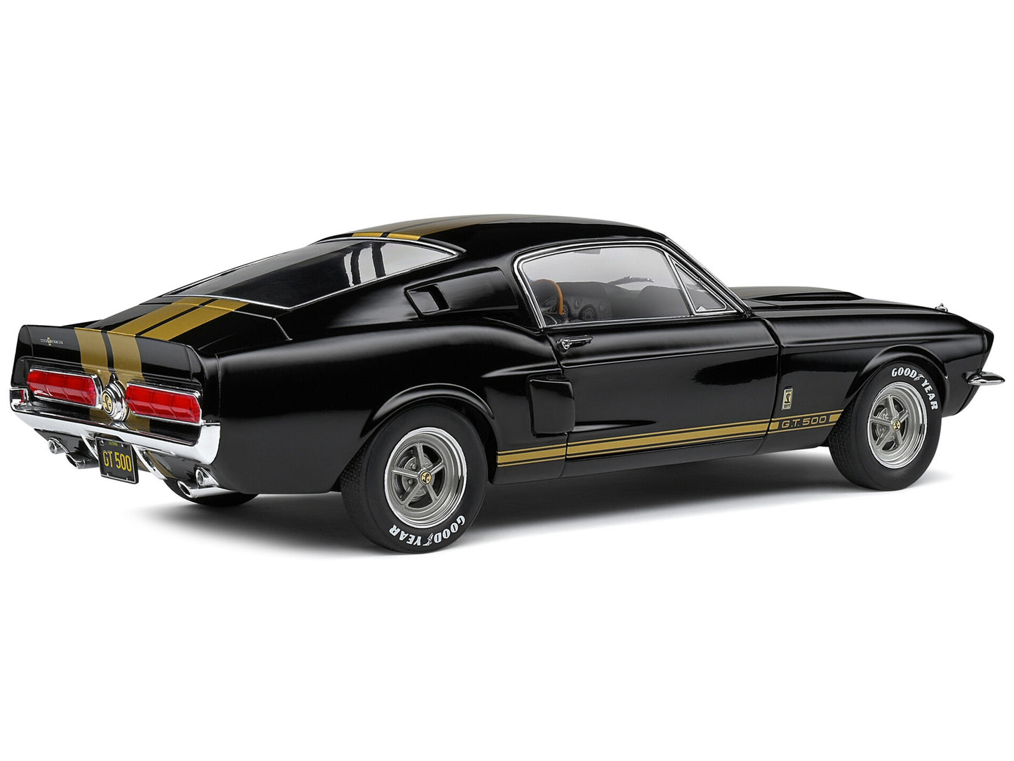 1967 Shelby GT500 Black with Gold Stripes 1/18 Diecast Model Car