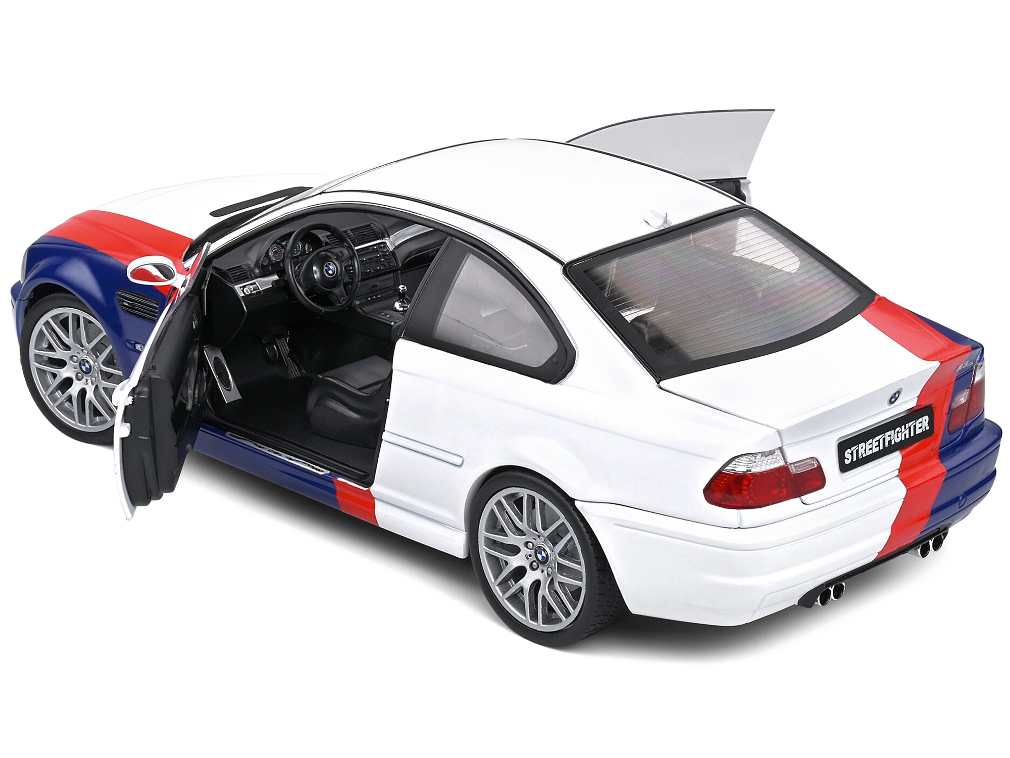 2000 BMW E46 M3 "Streetfighter" White with Blue and Red Graphics 1/18 Diecast Model Car by Solido - Premium BMW Models from Solido - Just $87.99! Shop now at Rapidvehicles