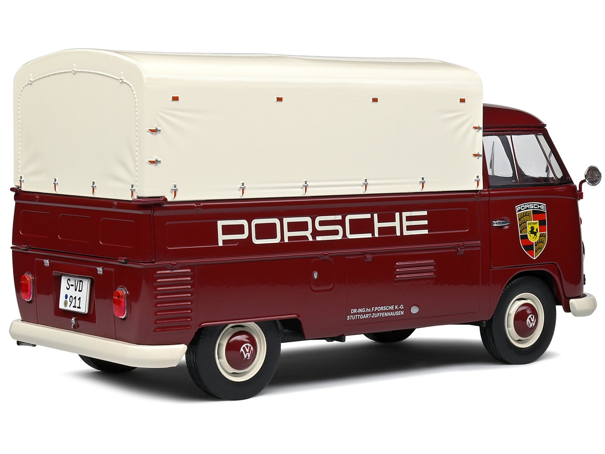 1950 Volkswagen T1 Pickup Truck with Camper Shell Dark Red - Premium Volkswagen Models from Solido - Just $101.99! Shop now at Rapidvehicles