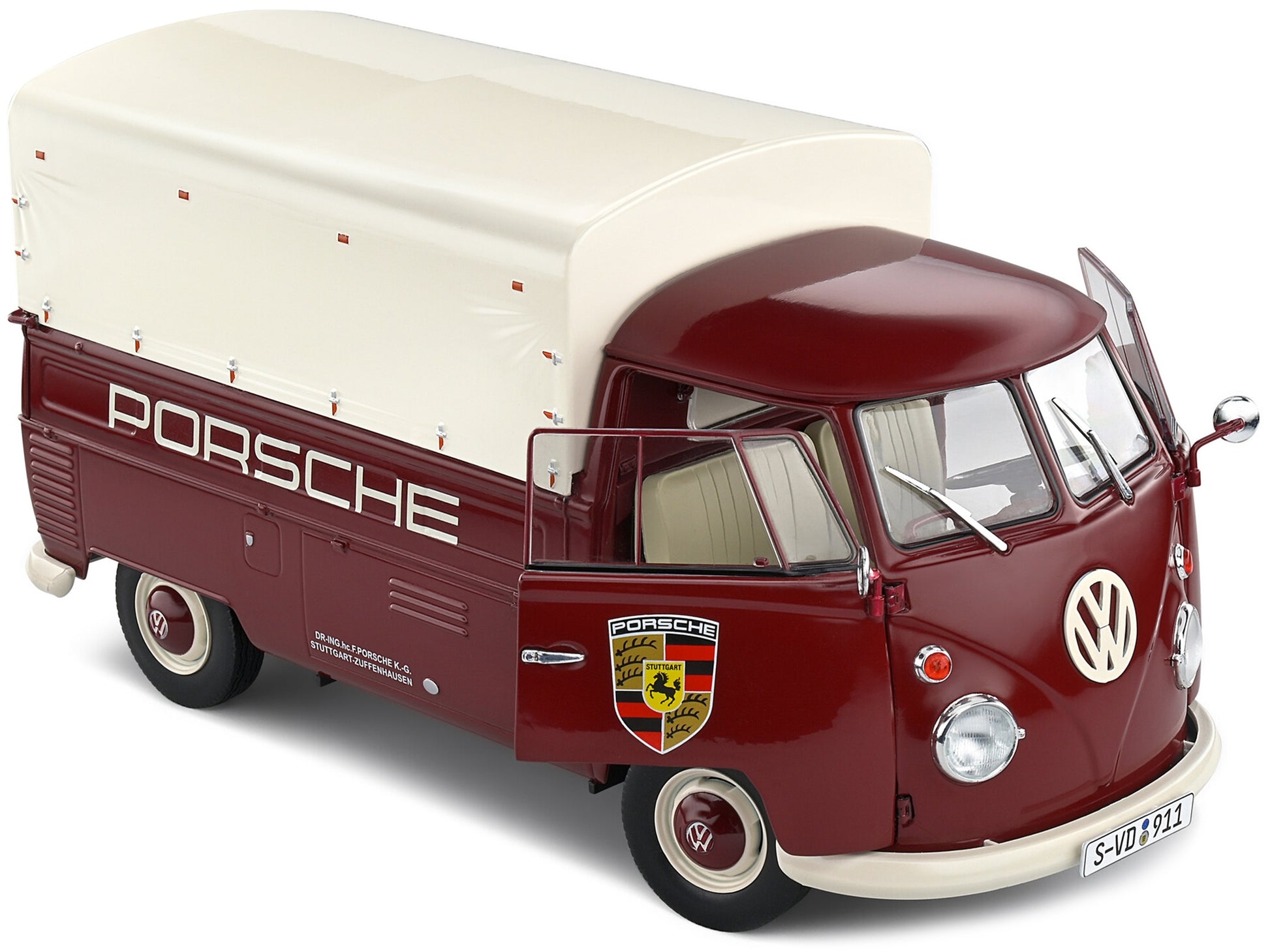 1950 Volkswagen T1 Pickup Truck with Camper Shell Dark Red - Premium Volkswagen Models from Solido - Just $101.99! Shop now at Rapidvehicles