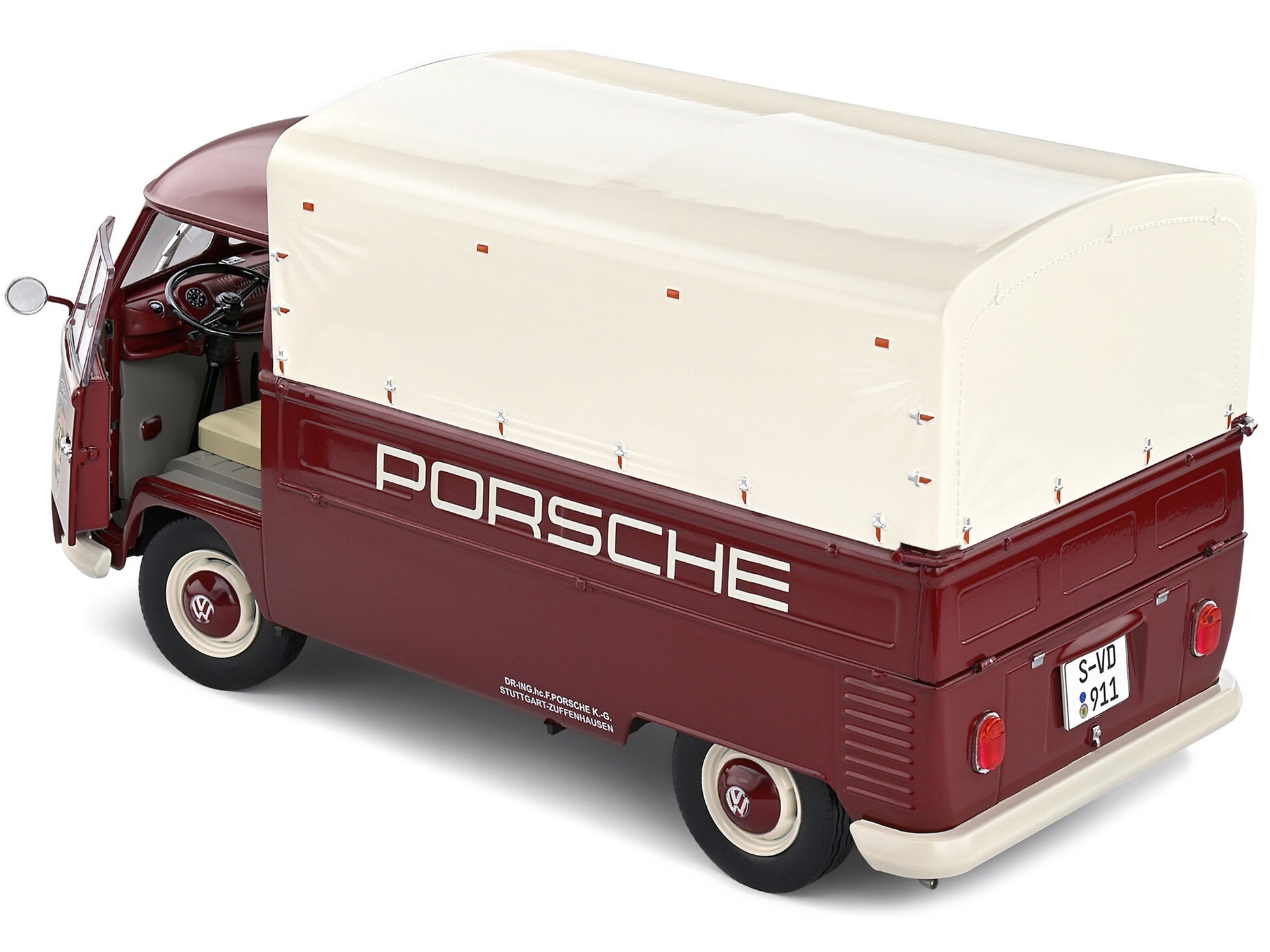 1950 Volkswagen T1 Pickup Truck with Camper Shell Dark Red - Premium Volkswagen Models from Solido - Just $101.99! Shop now at Rapidvehicles