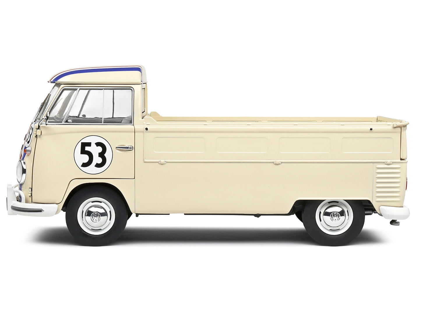 1950 Volkswagen T1 Pickup Truck Racer #53 Cream with Stripes 1/18