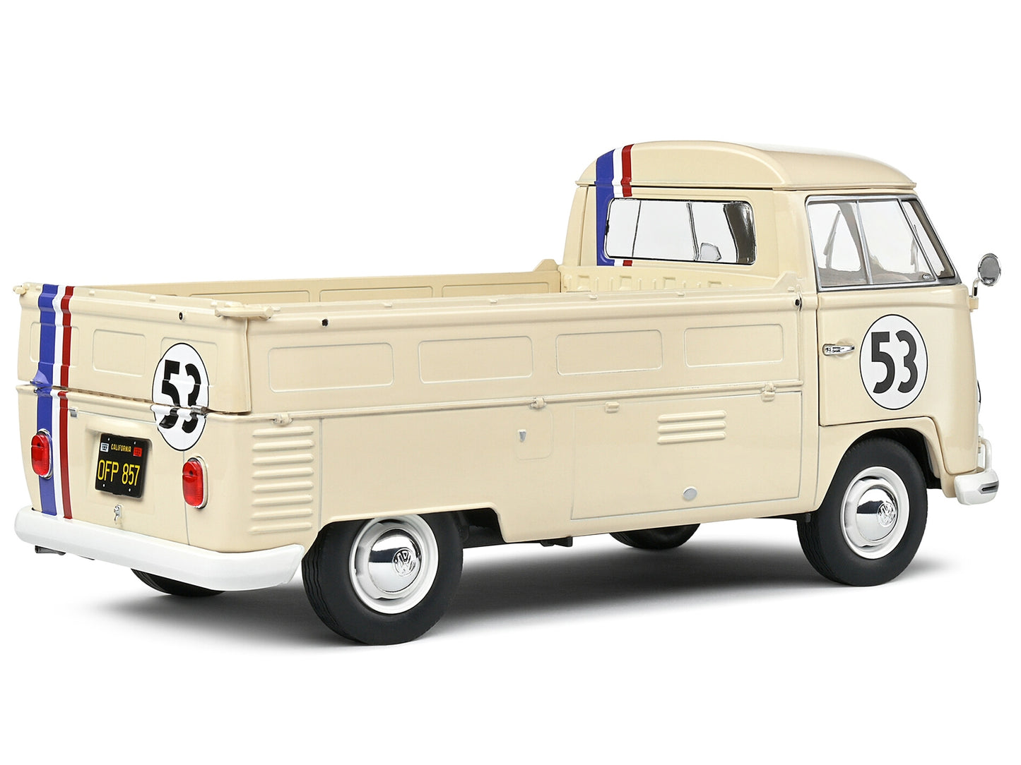 1950 Volkswagen T1 Pickup Truck Racer #53 Cream with Stripes 1/18