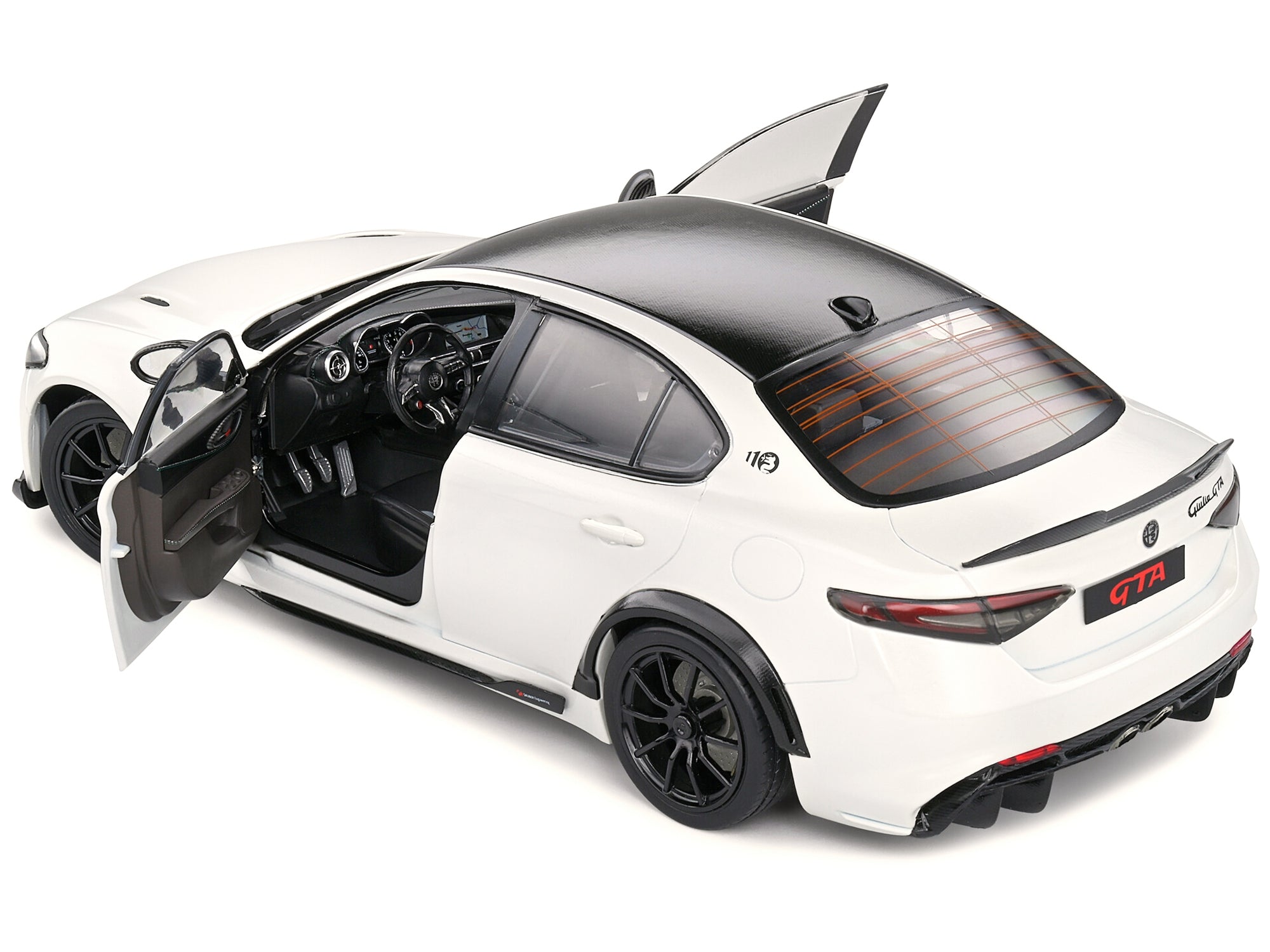 2022 Alfa Romeo Guilia GTA Blanco Trofeo White Metallic with Carbon Top 1/18 Diecast Model Car by Solido - Premium Alfa Romeo Models from Solido - Just $82.99! Shop now at Rapidvehicles