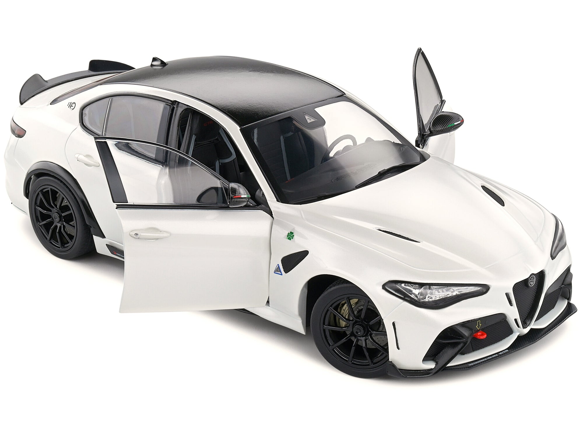 2022 Alfa Romeo Guilia GTA Blanco Trofeo White Metallic with Carbon Top 1/18 Diecast Model Car by Solido - Premium Alfa Romeo Models from Solido - Just $82.99! Shop now at Rapidvehicles