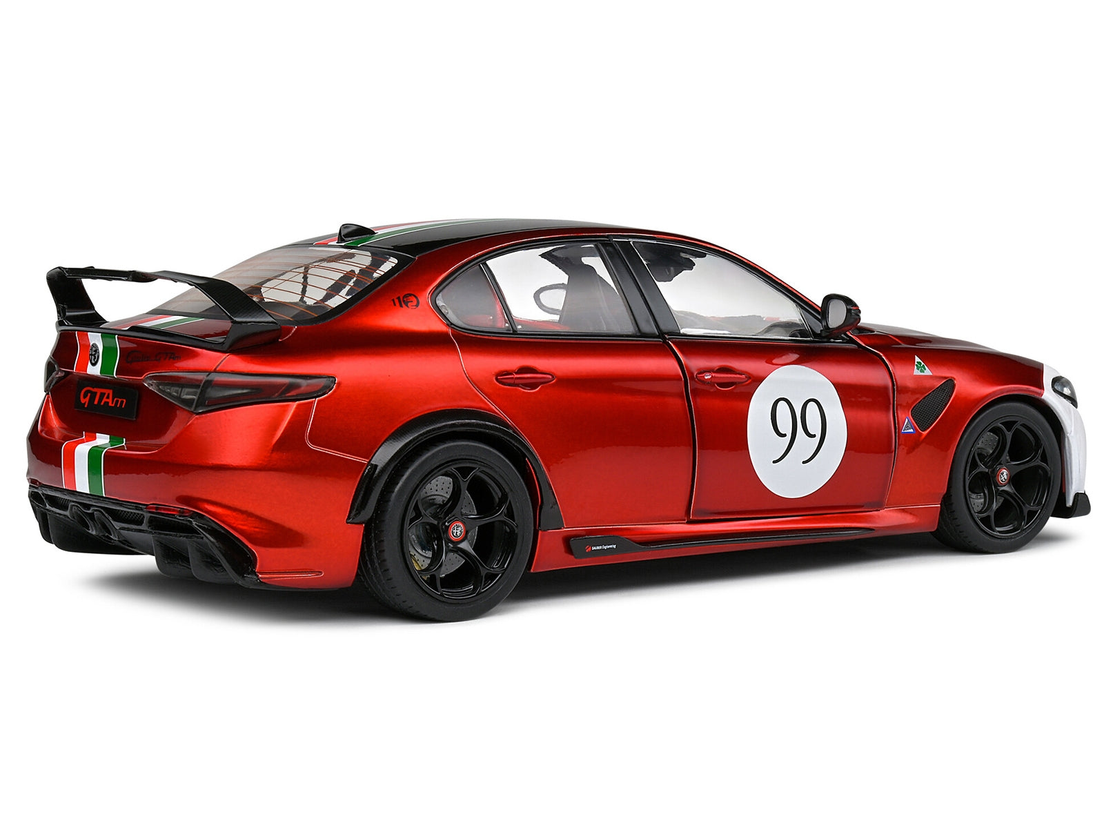 2022 Alfa Romeo Giulia GTAm #99 Red Metallic with Black Top and Italian Flag Stripes "Mugello 1969" Livery "Competition" Series 1/18 Diecast Model Car by Solido - Premium Alfa Romeo Models from Solido - Just $95.99! Shop now at Rapidvehicles