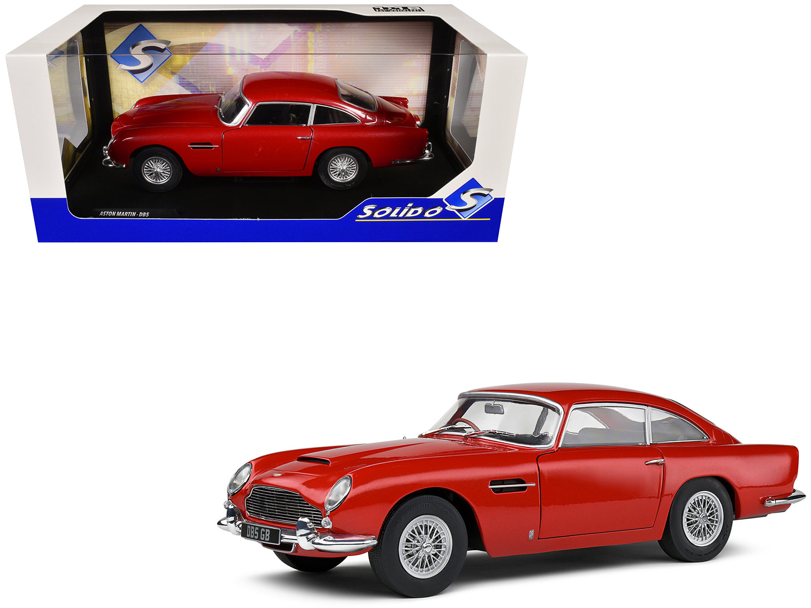 1964 Aston Martin DB5 RHD (Right Hand Drive) Red Metallic 1/18 Diecast Model Car by Solido free shipping USA